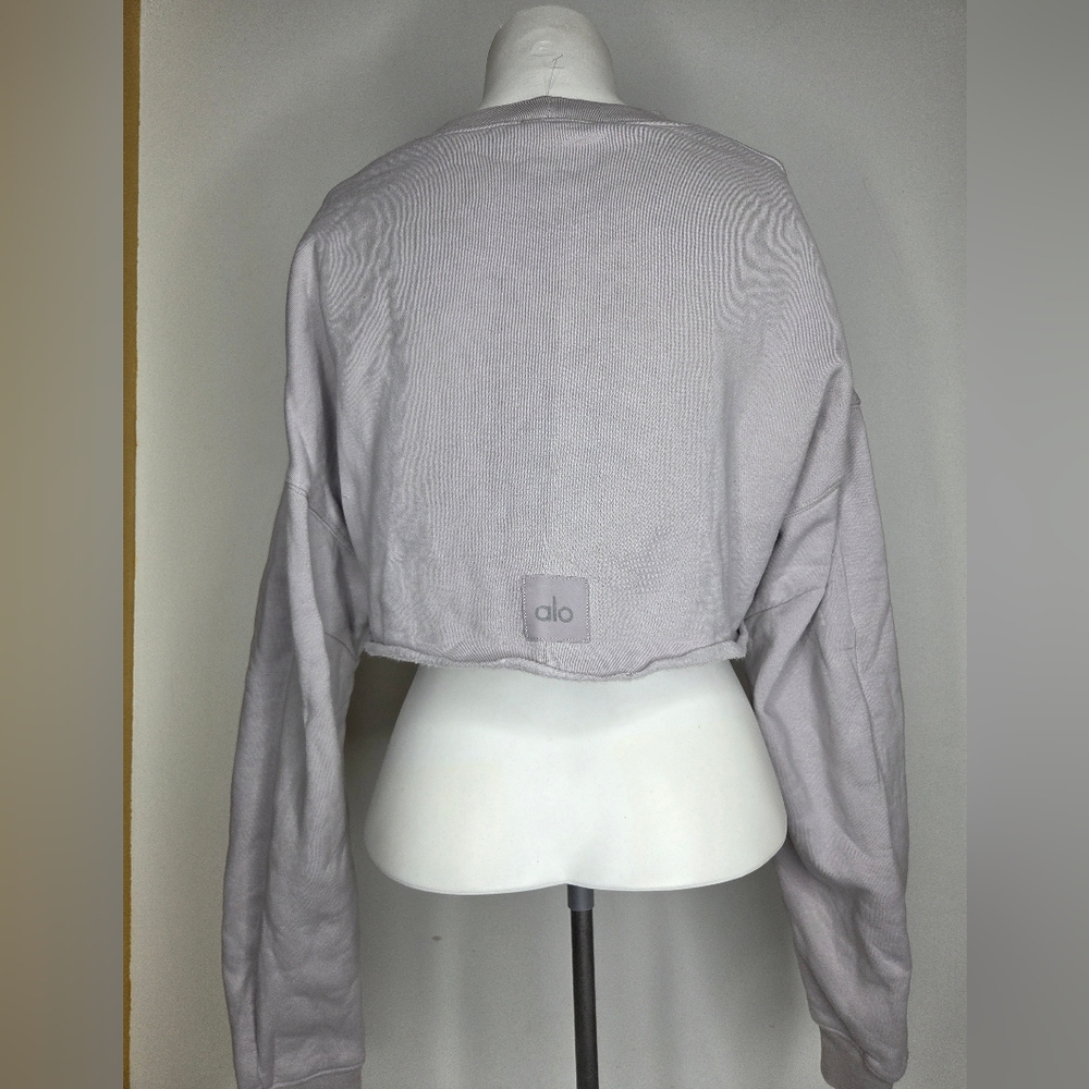 ALO Yoga- S -Extreme Cropped Pullover Gray Long Sleeve Sweatshirt